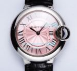 Replica Ballon Bleu De Cartier Ladies Watch Pink Dial Black leather band 33mm_th.jpg